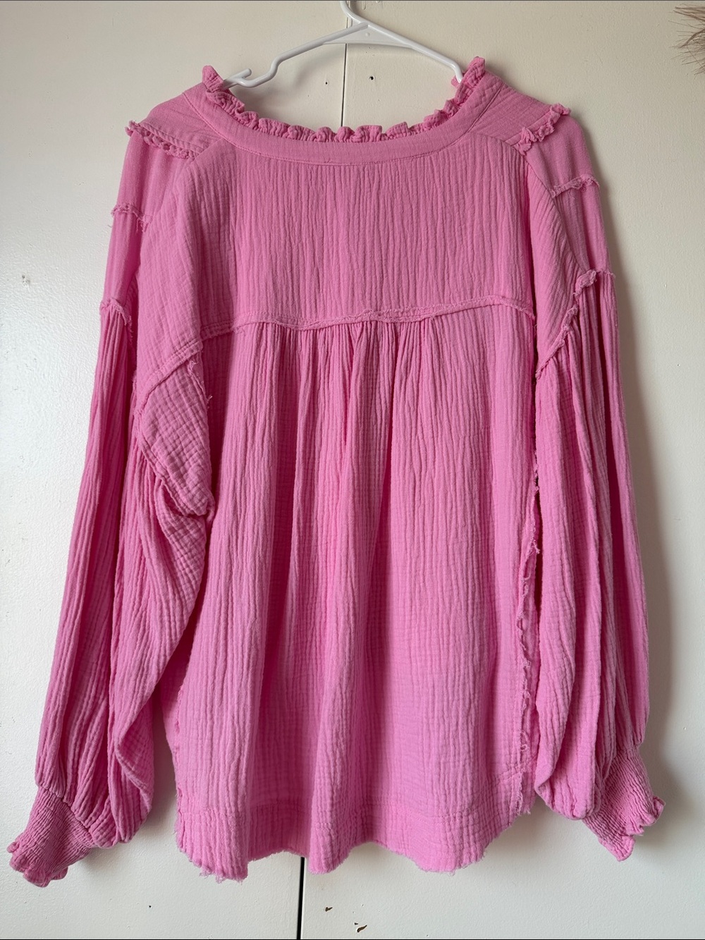 Fate Pink Ruffled Button-Front Peasant Top - Picture 5 of 5